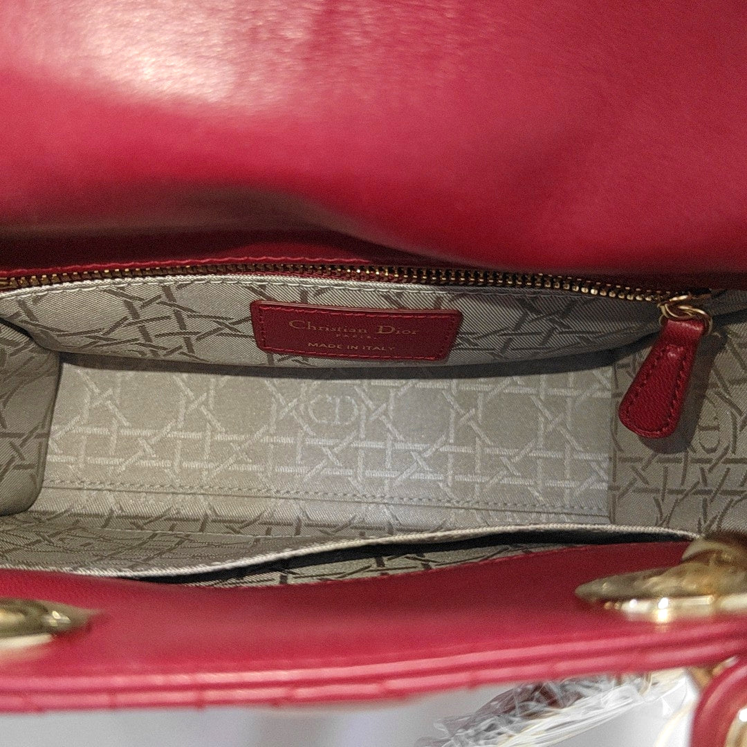 Lady Dior Small Cannage Lambskin Red