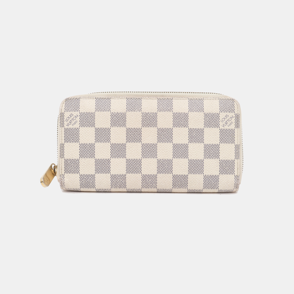 ZIPPY Damier Azur Coated Canvas White Wallet
