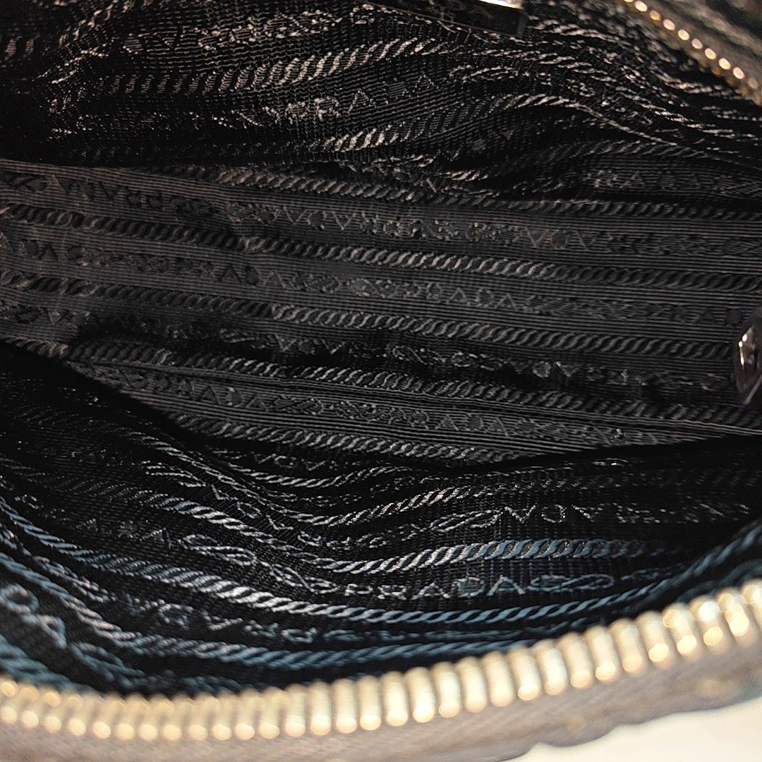 Quilted Nylon Shoulder Bag Black