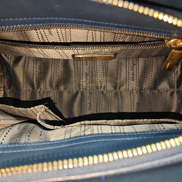 Calfskin Top Handle Bag Blue