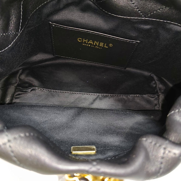 Quilted Calfskin Top Handle Bag Black