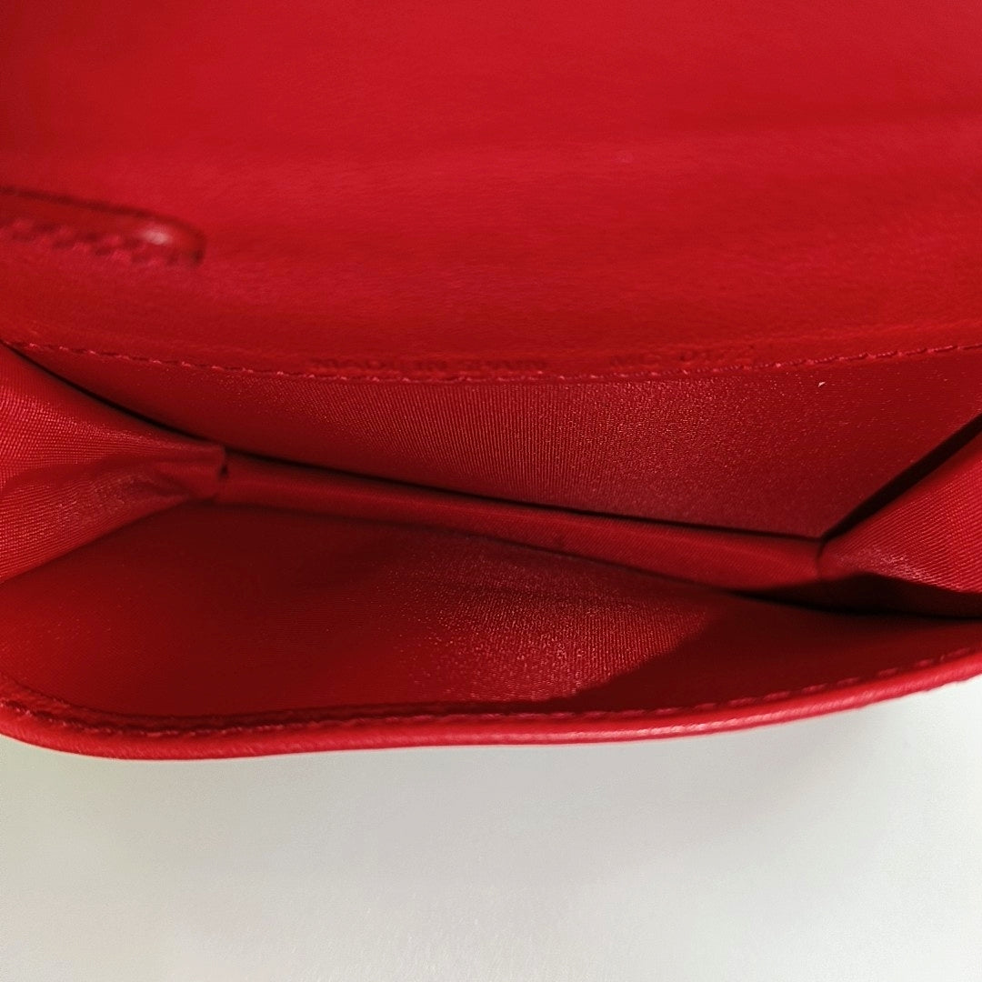 Cannage Patent Leather Card Holder Red