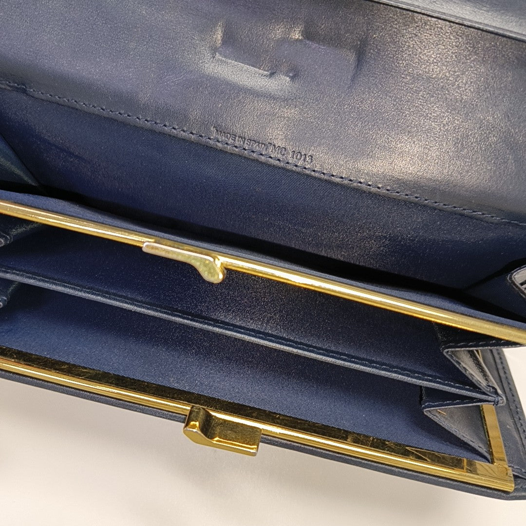 Oblique Coated Canvas Wallet Blue