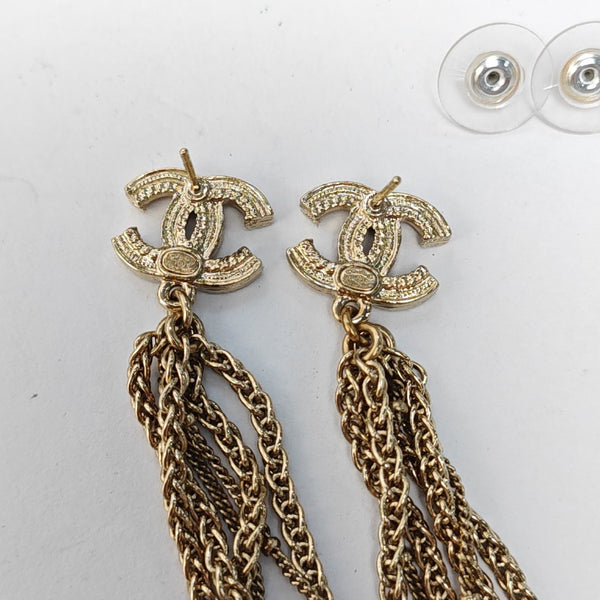 CC Logo Metal Gold Stud Earrings