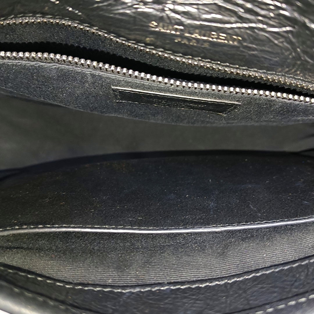 NIKI Medium Chevron Calfskin Black