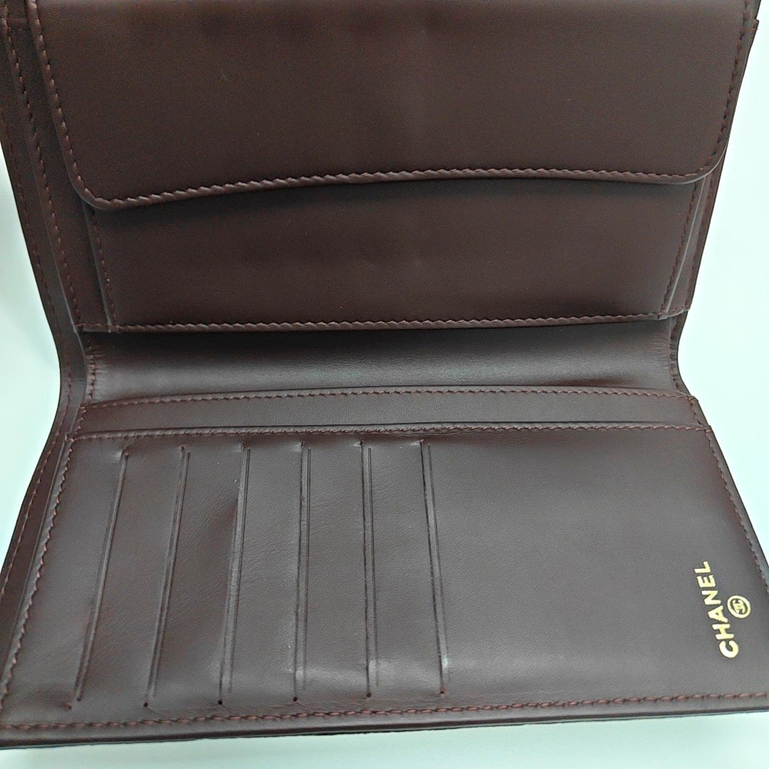 Quilted Grained Calfskin Wallet Black