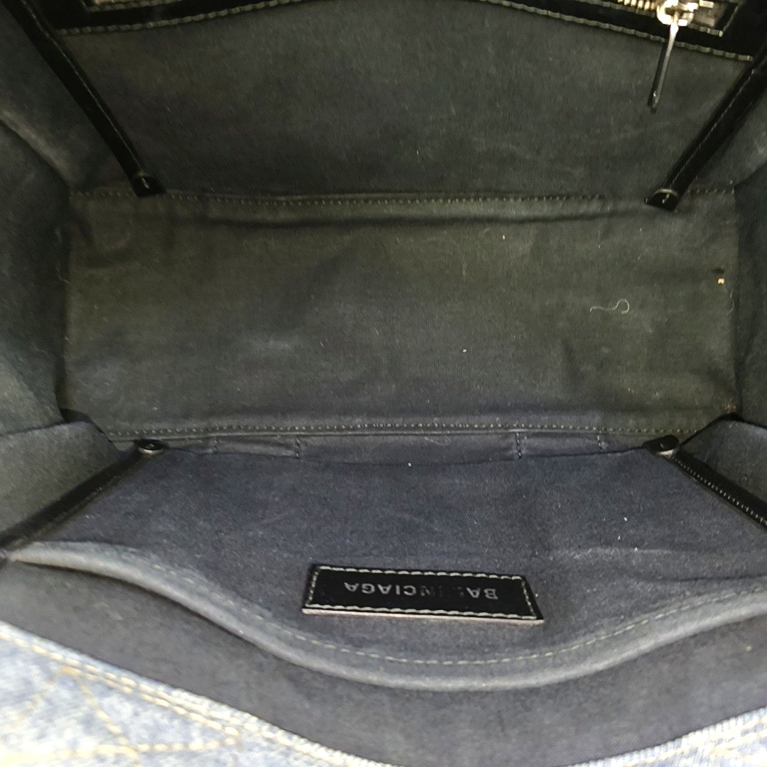 Denim Top Handle Bag Blue