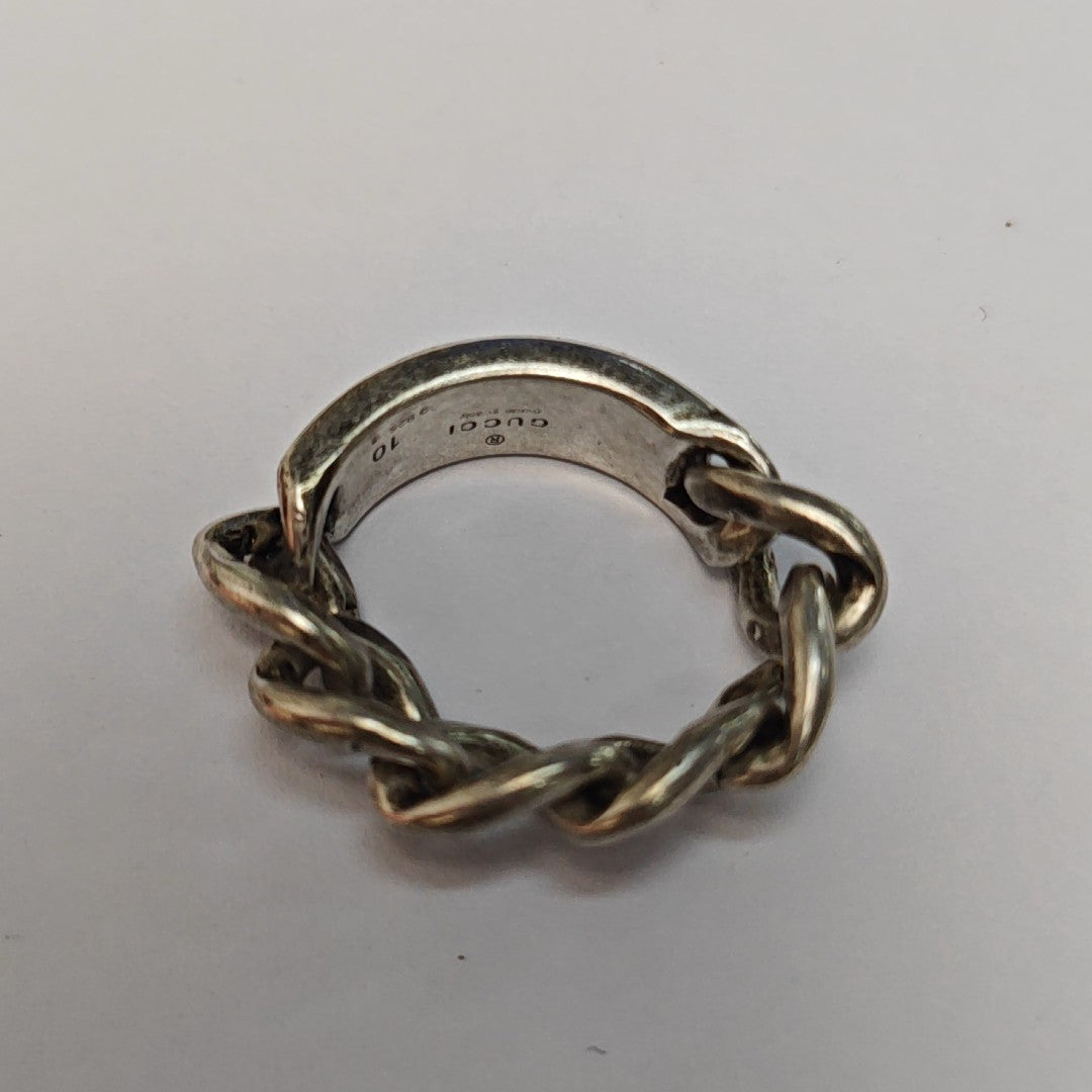 925 Sterling Silver Green Ring EU 50