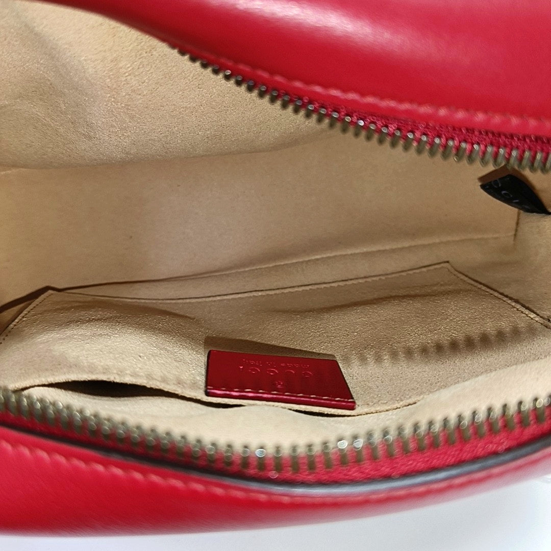 GG Marmont Small Quilted Calfskin Red
