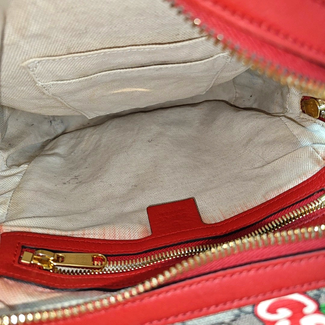 GG Supreme Small Monogram Coated Canvas Beige