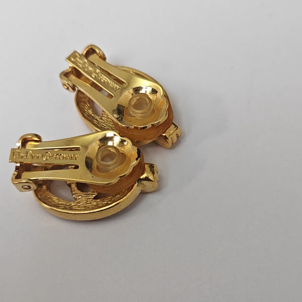 Petit CD Metal Gold Clip On Earrings
