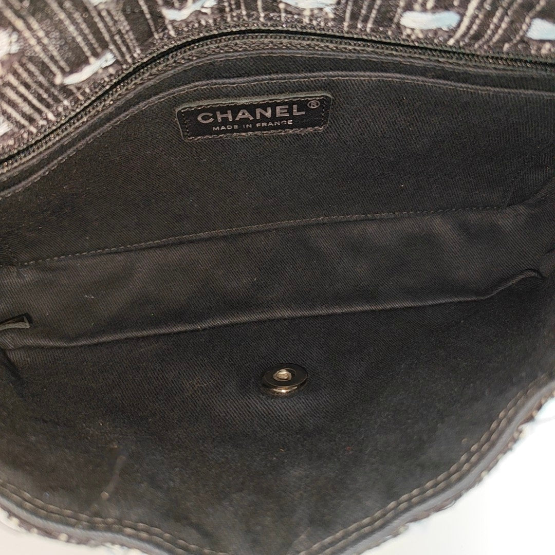 Quilted Fabric Shoulder Bag Black