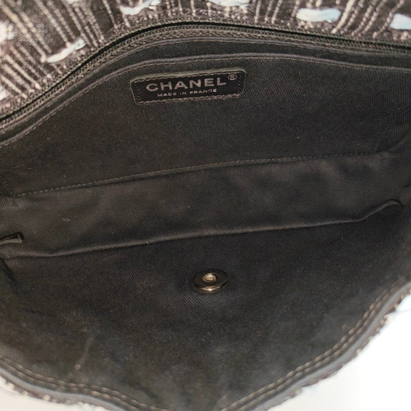 Quilted Fabric Shoulder Bag Black