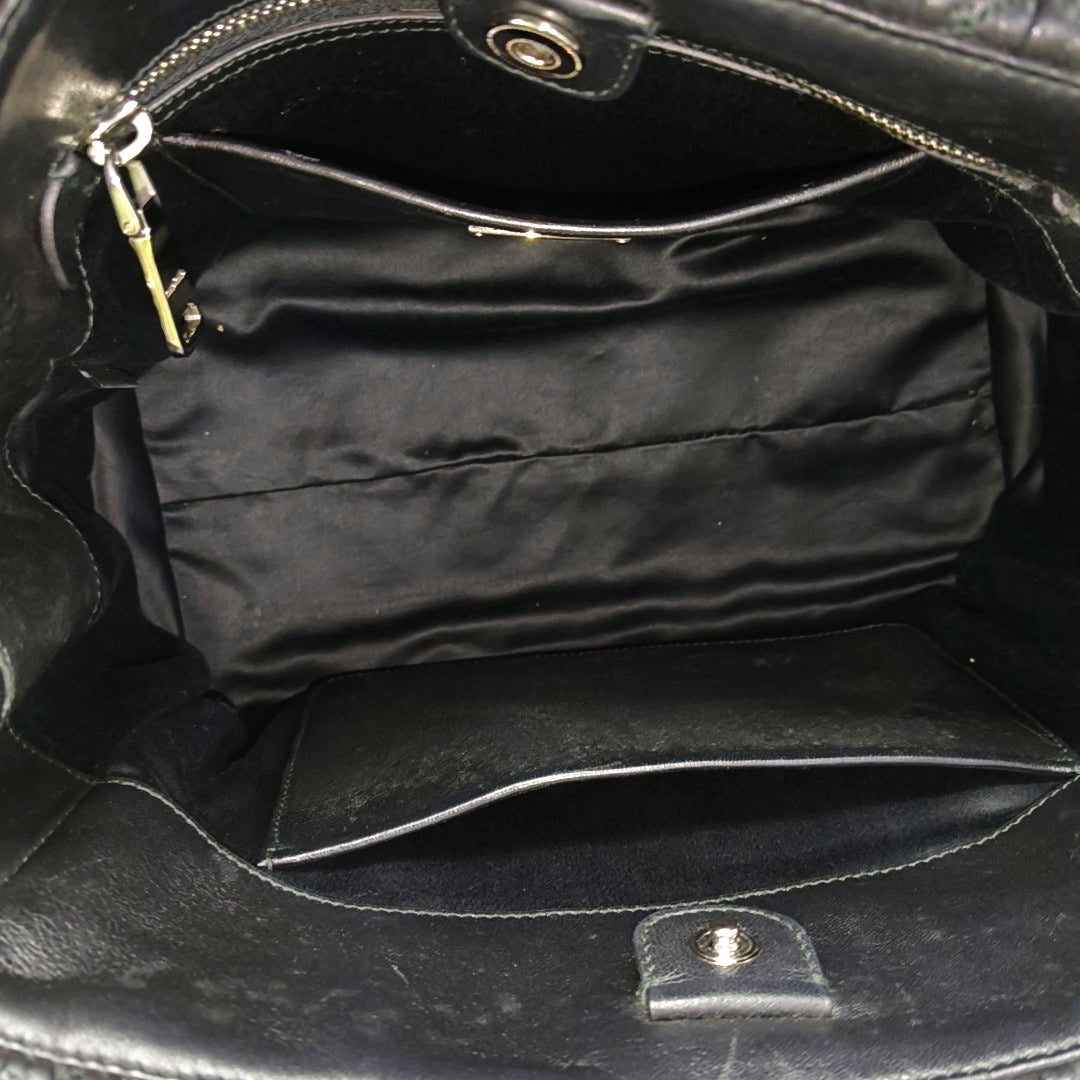 Lambskin Top Handle Bag Black