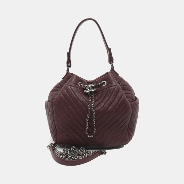 Chevron, Quilted Grained Calfskin Red