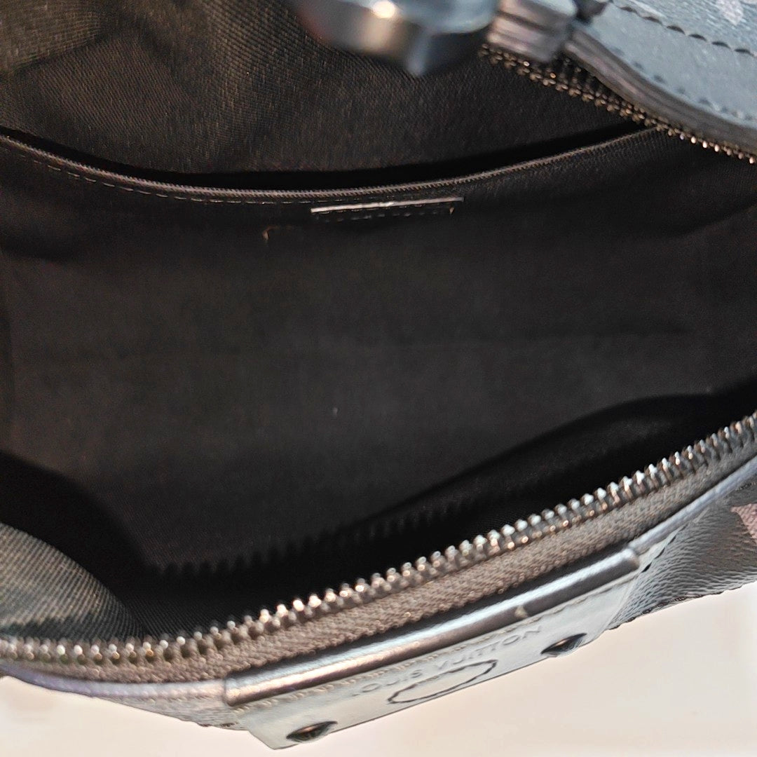 Monogram Coated Canvas Shoulder Bag Black