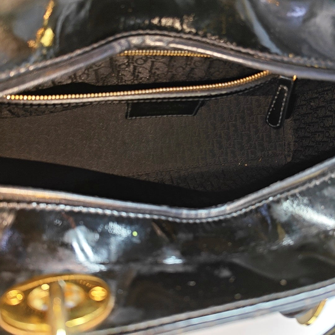 Lady Dior Large Patent Leather Black