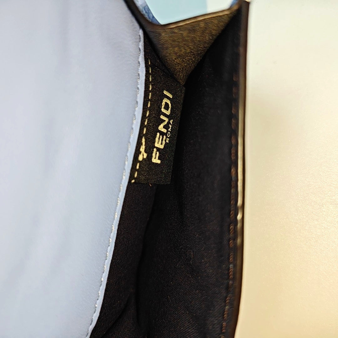 Trifold Large Lambskin Blue Card Holder