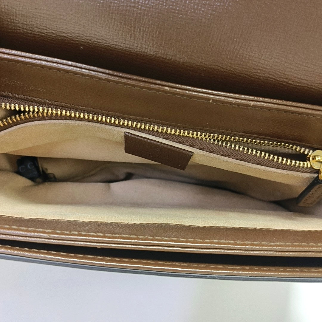 Horsebit 1955 Medium Monogram Coated Canvas Beige