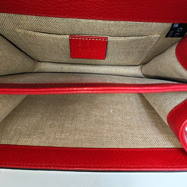 Interlocking G Small Calfskin Red