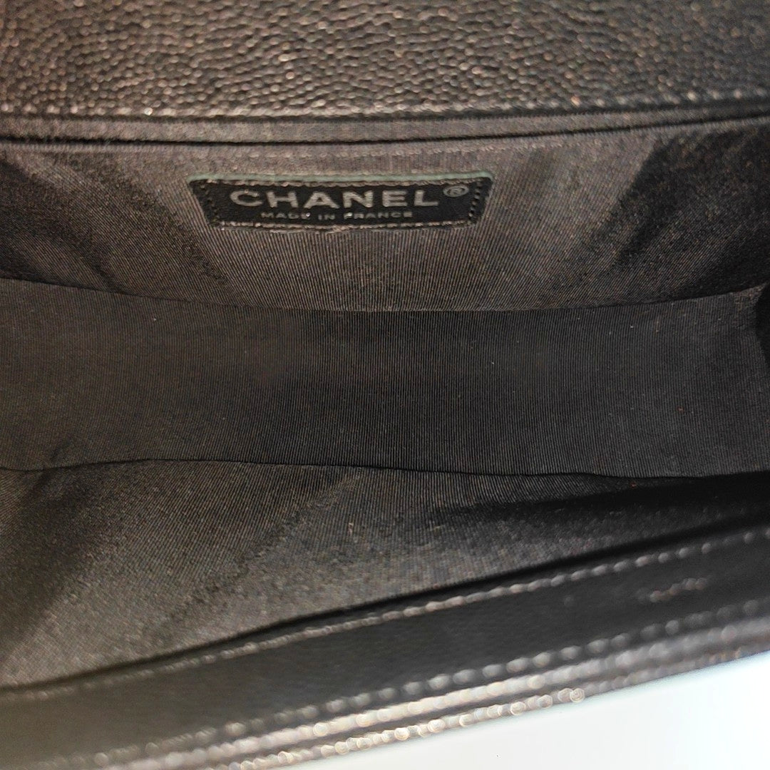 BOY CHANEL Medium Quilted Grained Calfskin Black