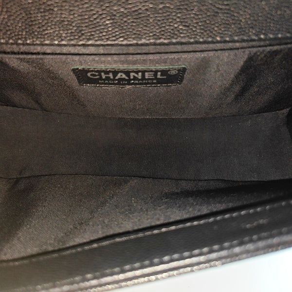 BOY CHANEL Medium Quilted Grained Calfskin Black