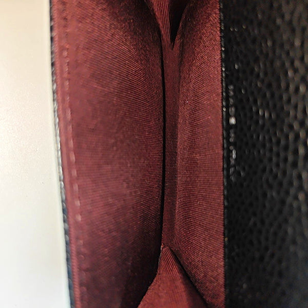 Quilted Grained Calfskin Card Holder Black