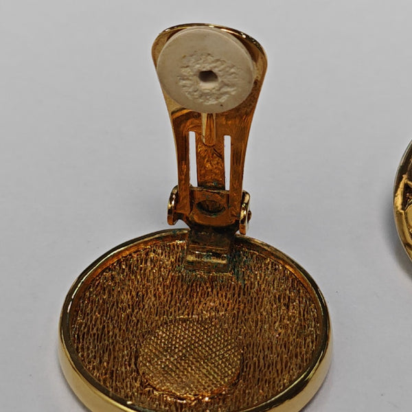 Petit CD Metal Gold Clip On Earrings