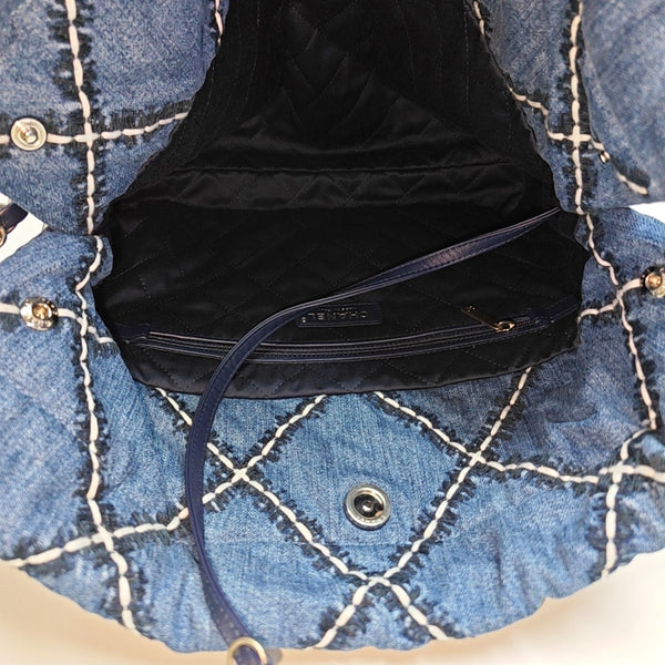 CHANEL 22 Small Quilted Denim Blue