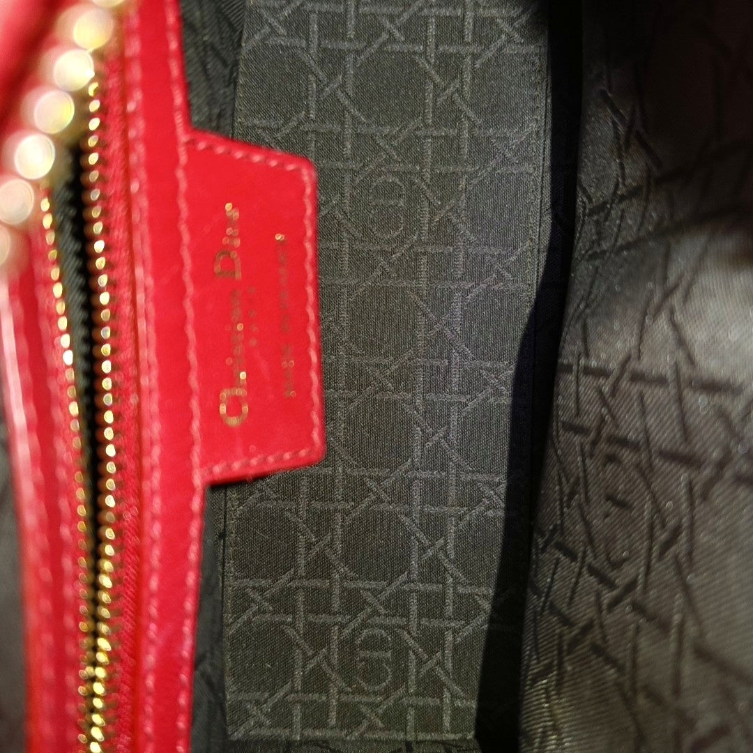 Lady Dior Medium Cannage Lambskin Red