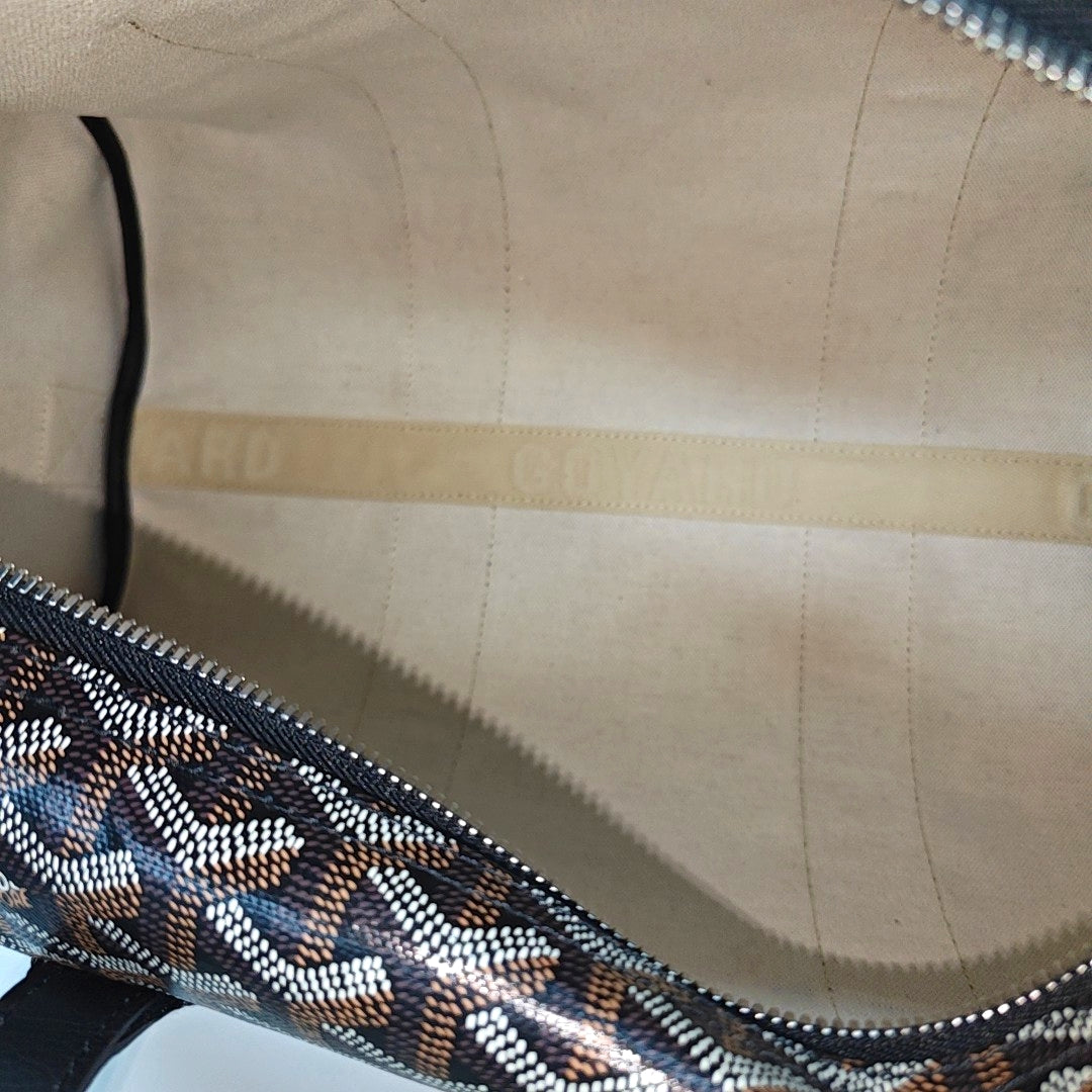 Coated Canvas Top Handle Bag Brown