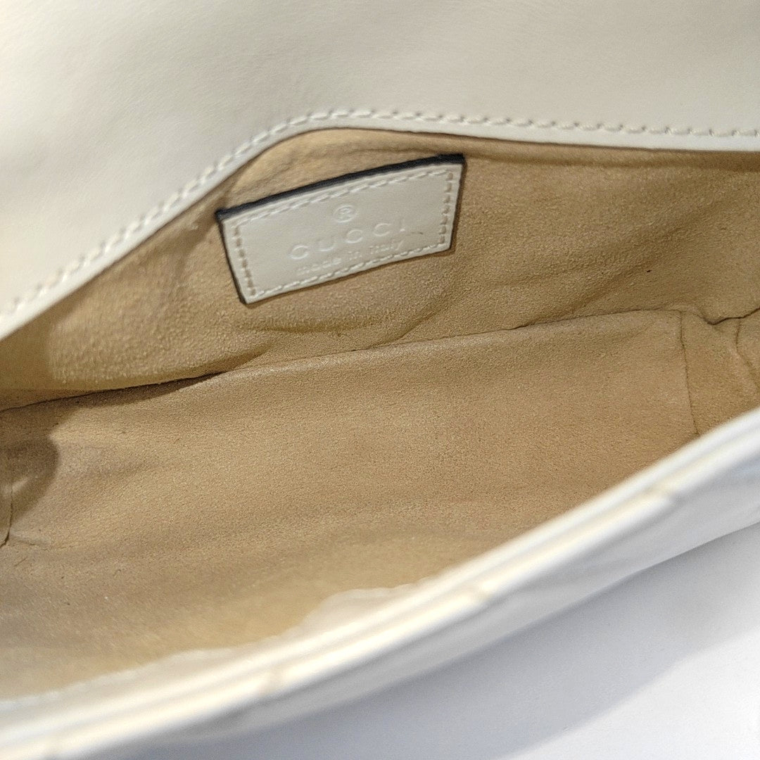 GG Marmont Mini Quilted Calfskin White