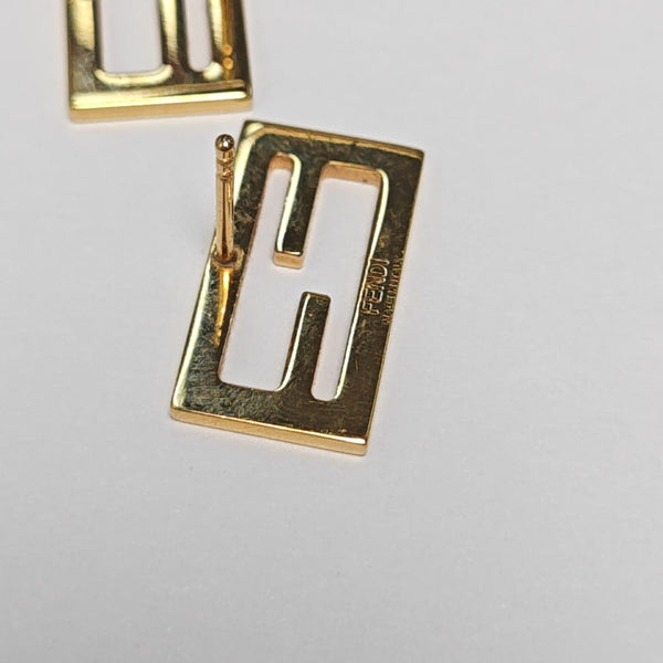 FF Metal Gold Stud Earrings