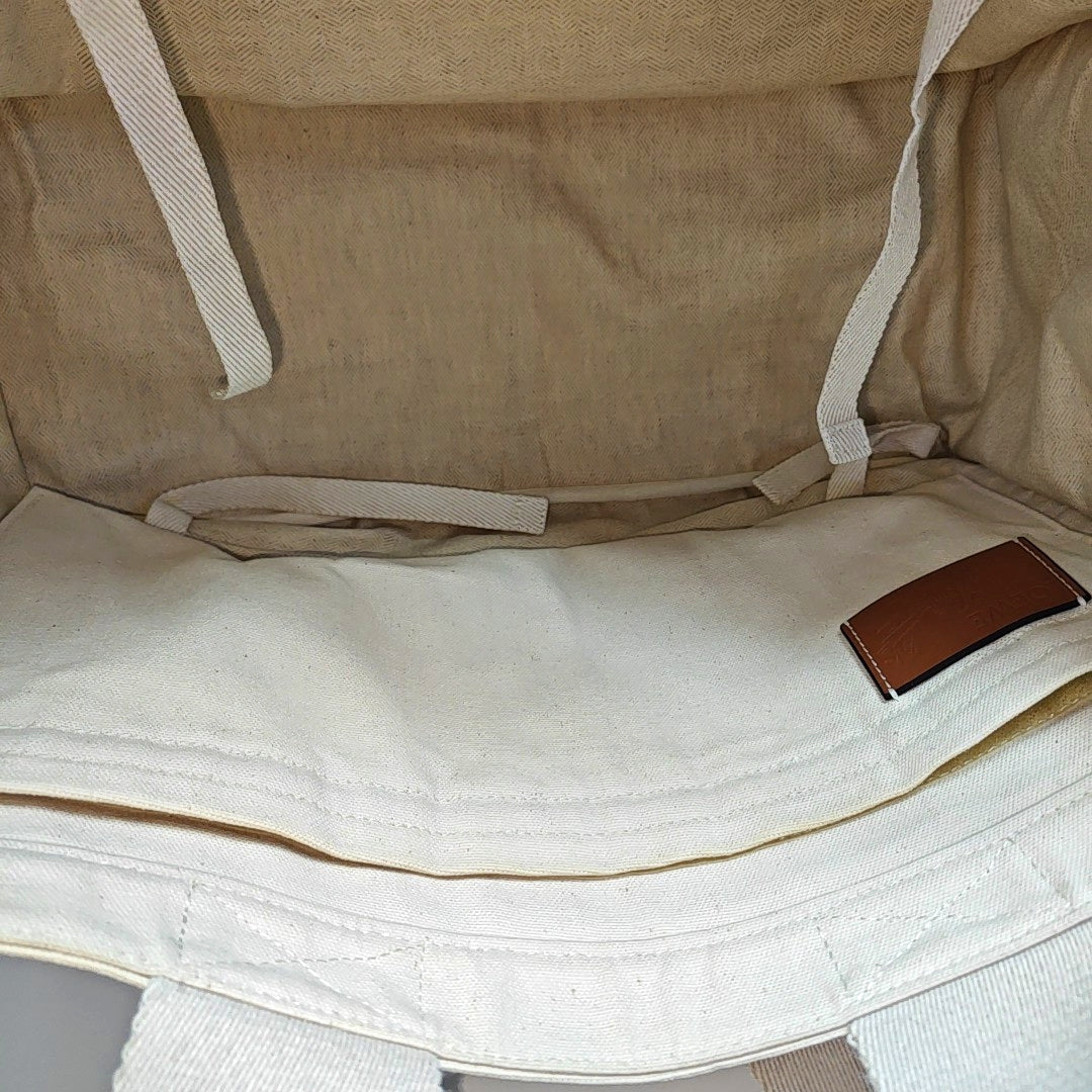 Quilted Canvas Tote Bag Beige