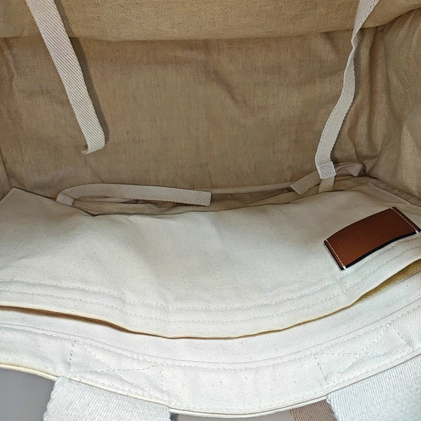 Quilted Canvas Tote Bag Beige
