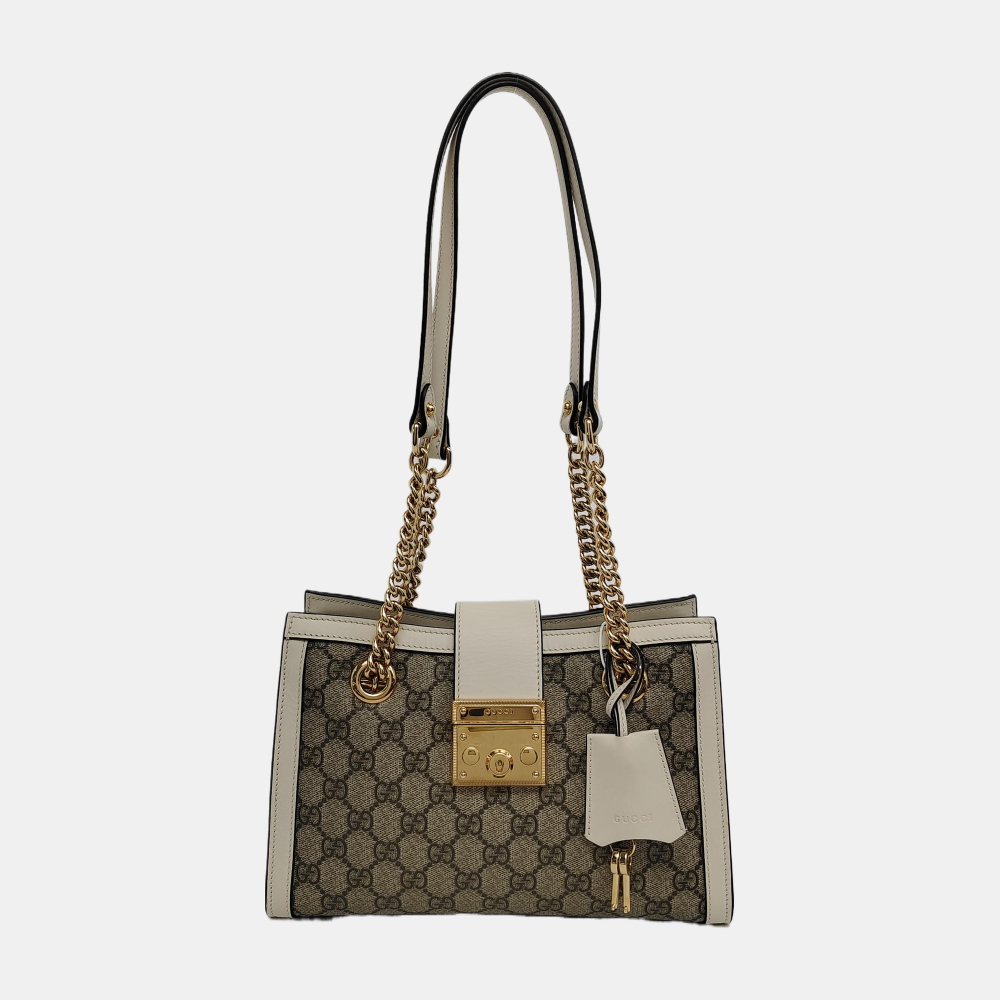 Padlock Small Monogram Coated Canvas Beige