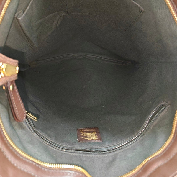 Coated Canvas Top Handle Bag Brown