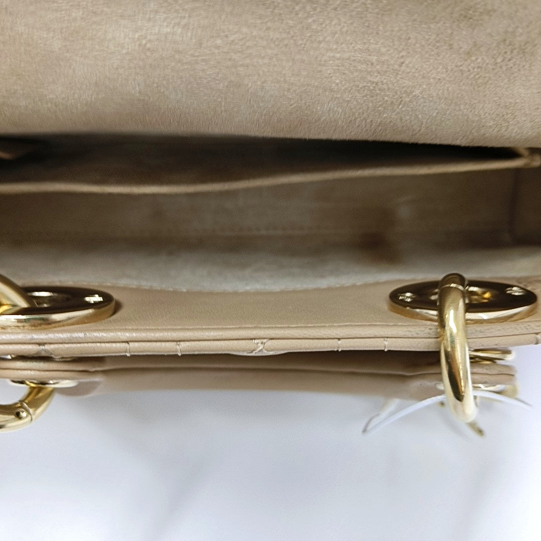 Lady D-Joy Small Cannage Lambskin Beige