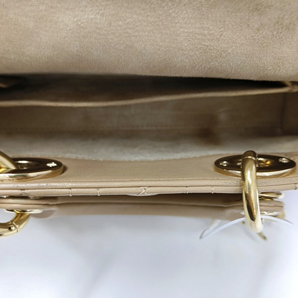 Lady D-Joy Small Cannage Lambskin Beige