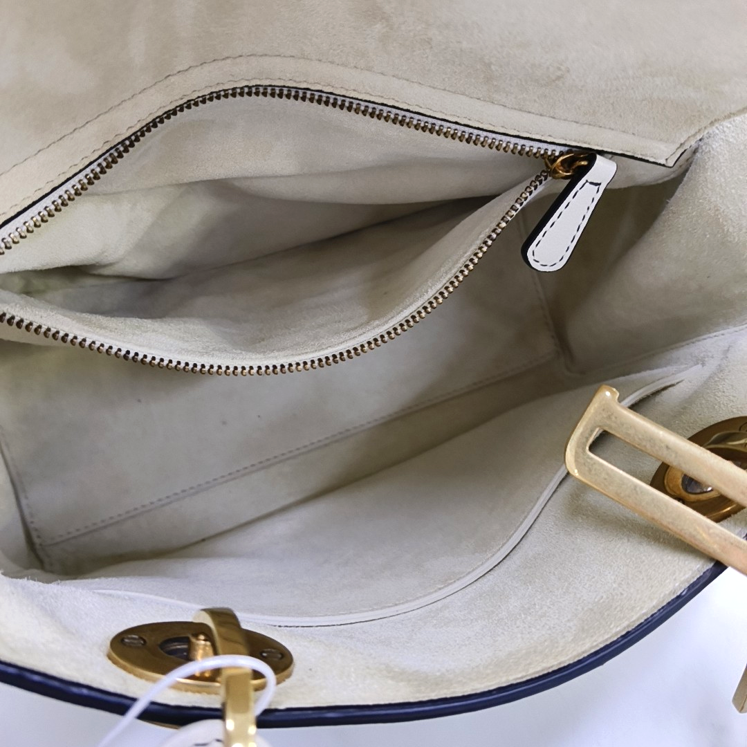 Authenticated pre-owned  Lady Dior Medium Leather White - Tote Bag at Looply