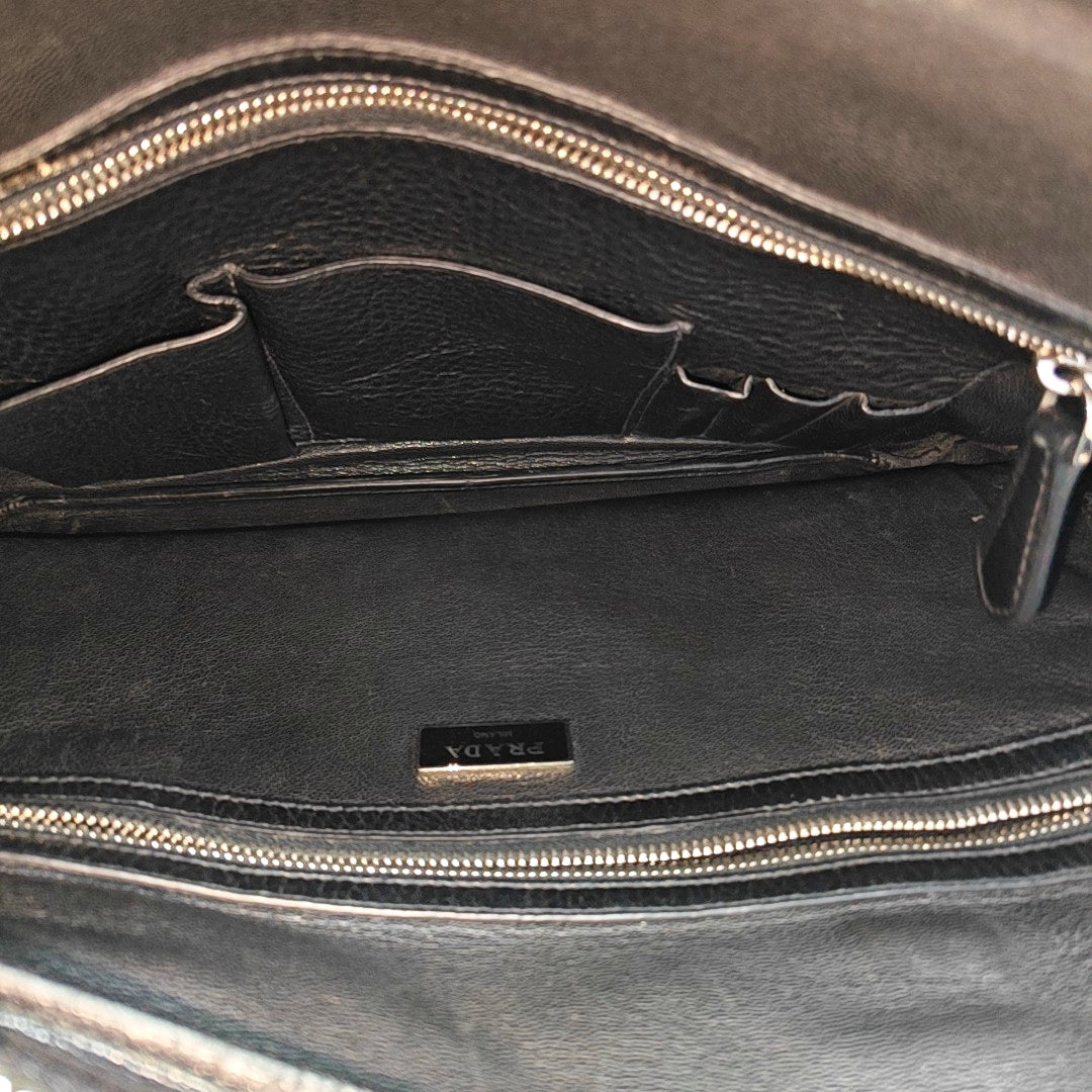 Calfskin Top Handle Bag Black