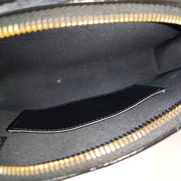 Quilted Patent Leather Shoulder Bag Black