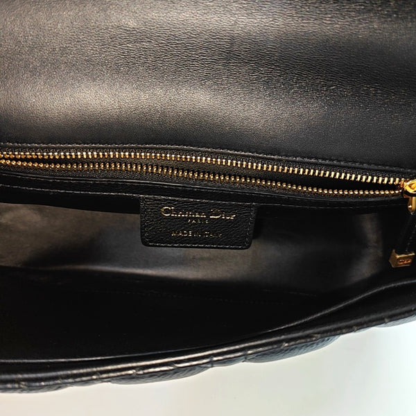 Authenticated pre-owned  Dior Caro Medium Quilted Calfskin Black - Shoulder Bag at Looply