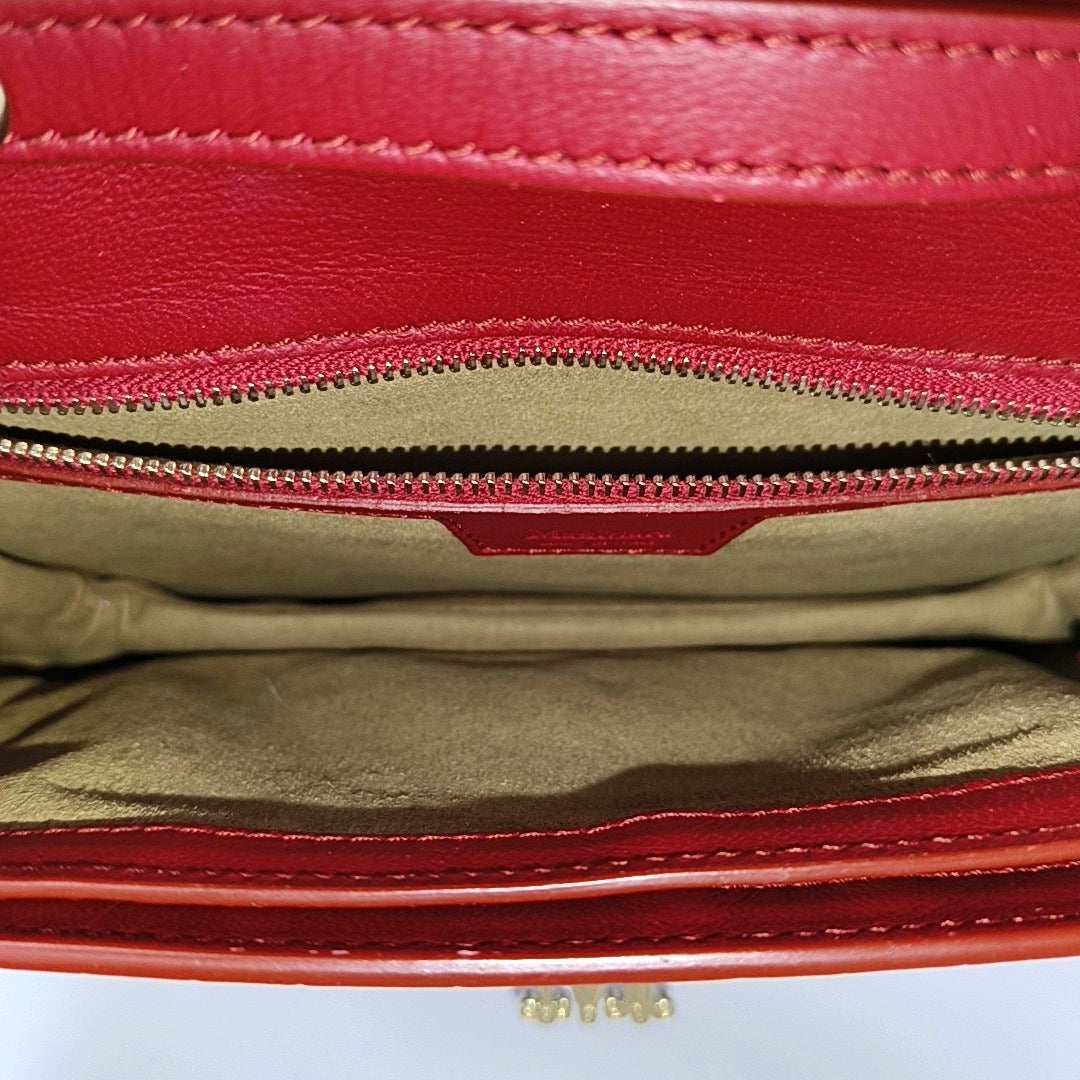 Calfskin Top Handle Bag Small Red