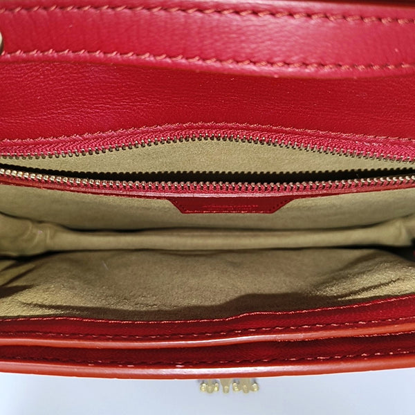 Calfskin Top Handle Bag Small Red