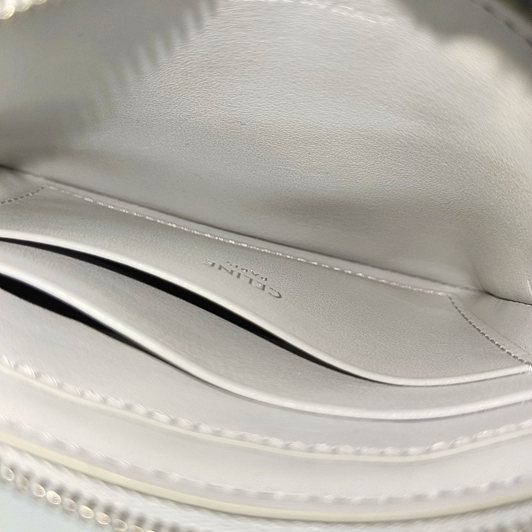 C CHARM Quilted Calfskin Gray Coin Purse