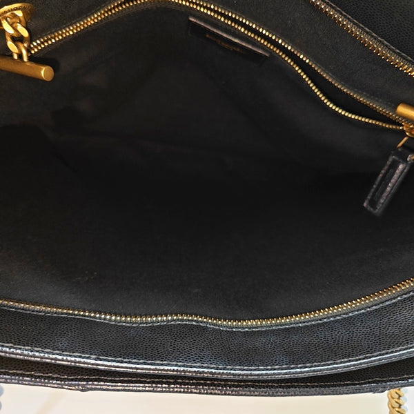 TRIBECA Chevron Calfskin Black