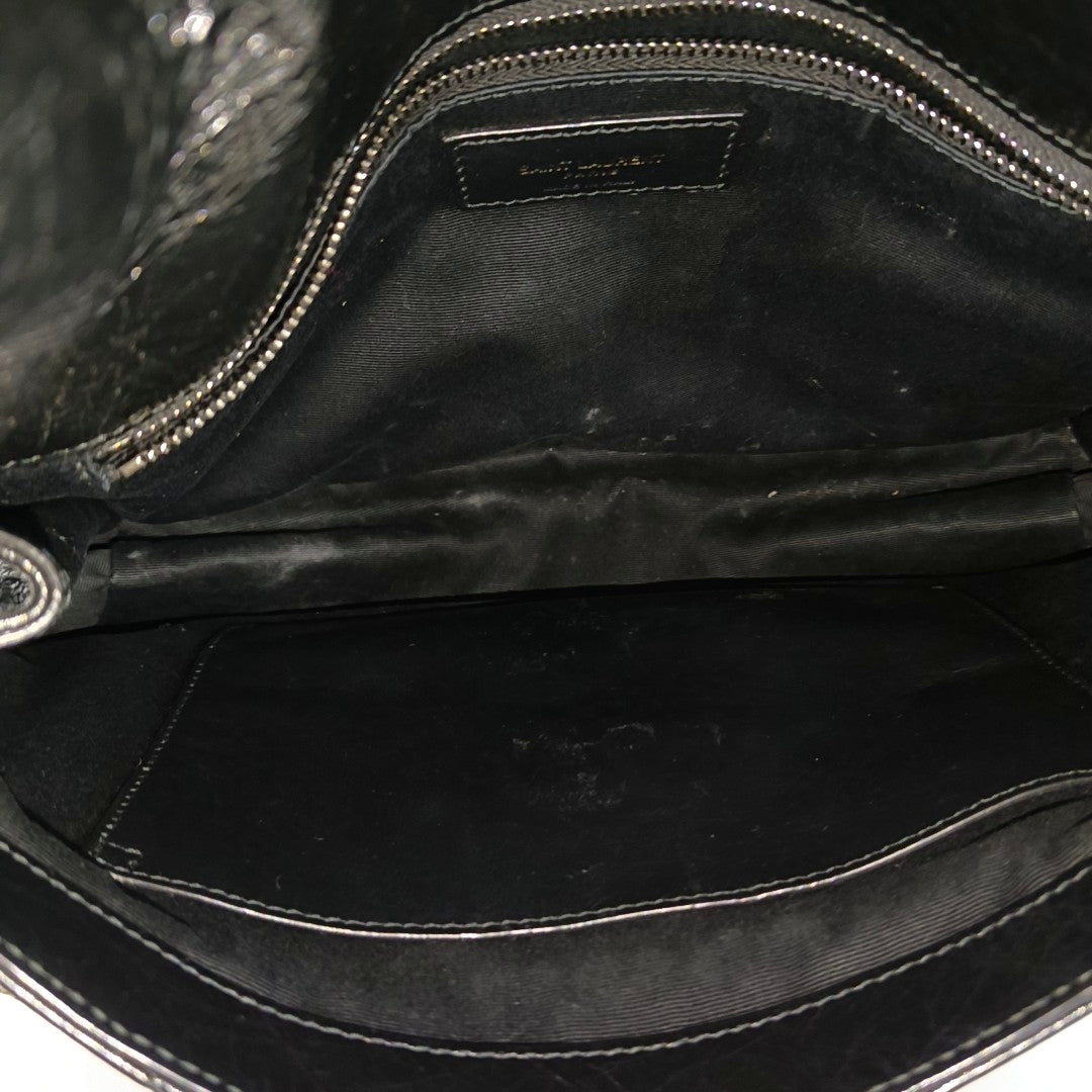 NIKI Medium Chevron Calfskin Black