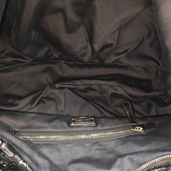 Quilted Patent Leather Tote Bag Black