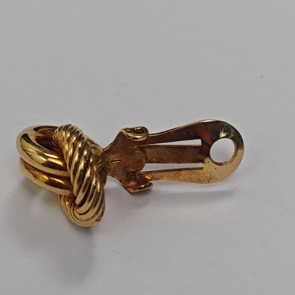 Twist Round Metal Gold Clip On Earrings